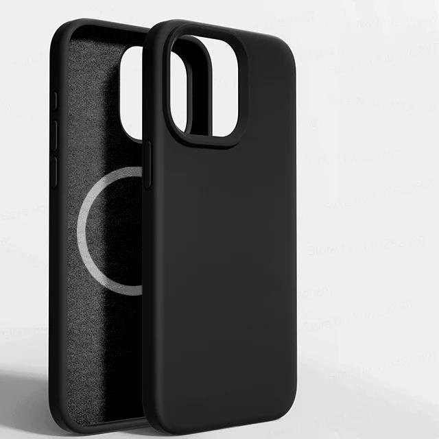 MagSafe Magnetische Flüssigsilikon Hülle für Apple iPhone 13 in Schwarz - Bild 1