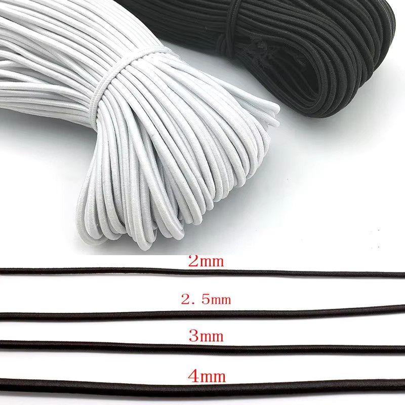 Elastische Runde Gummikordeln für DIY und Nähen in Weiß und Schwarz, Durchmesser 1mm bis 4mm - Bild 1