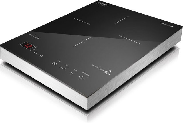Caso S-Line 2100 Induktionskochplatte aus Edelstahl und Glas in Silber und Schwarz mit Digitaldisplay - Bild 1