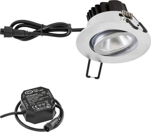 EVN PC650N615D2W LED-Einbauleuchte in Chrom, runde LED-Deckenleuchte mit 6W und IP65 Schutzart für Badezimmer und Garten - Bild 1