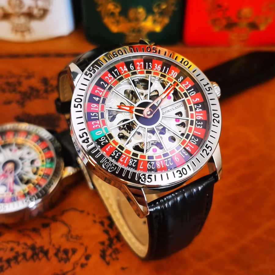 AOKULASIC Armbanduhr, Automatik, Edelstahl, Lederband, Herren - Bild 4