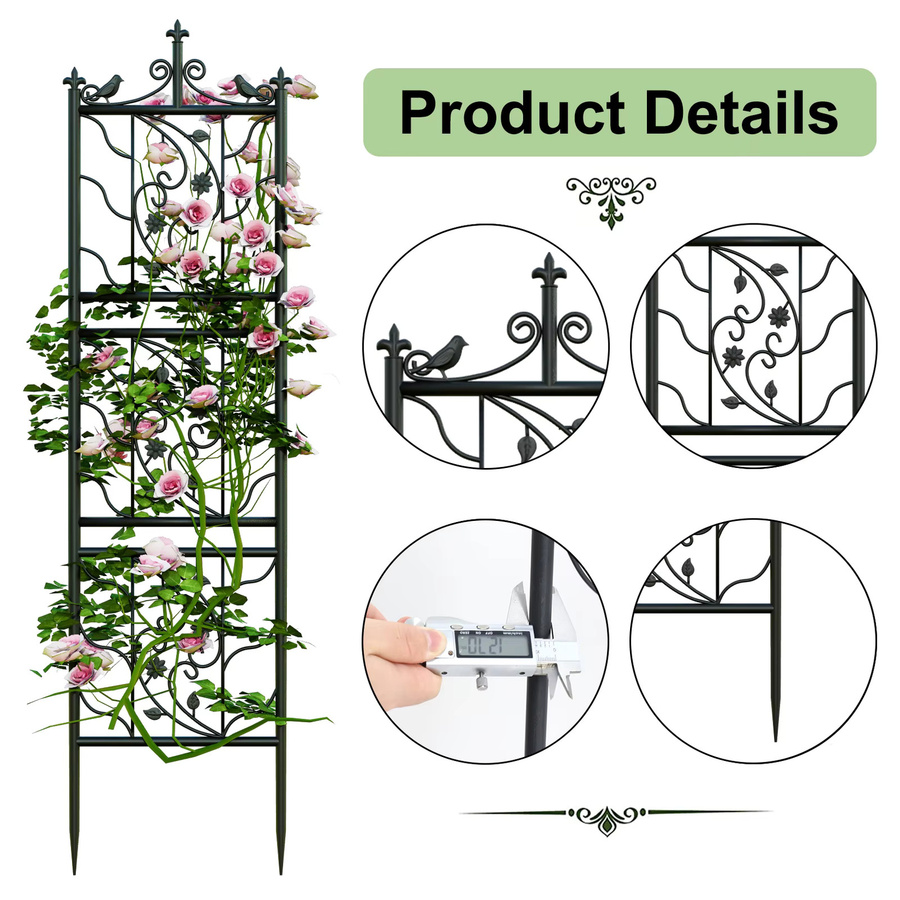 Wisfor Metall-Gartenspalier Set, 2 Stück, Schwarz, Höhe: 172 cm, dekorative Pflanzenstützen für Kletterpflanzen - Bild 6
