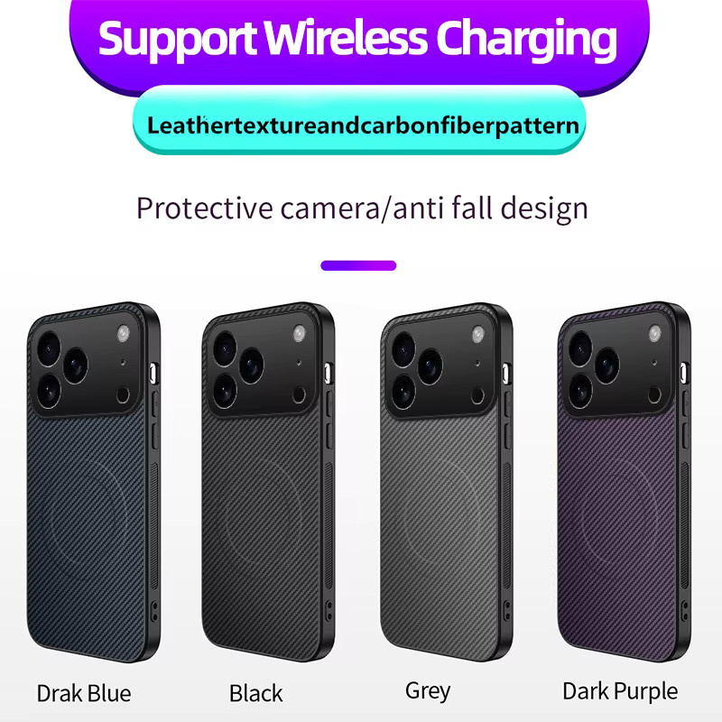 CYYWN Magnetic Case für iPhone 17 Pro Max 16 15 14 13 Pro Max mit Carbon Fiber Textur und PU Leder in Schwarz oder Blau - Bild 6