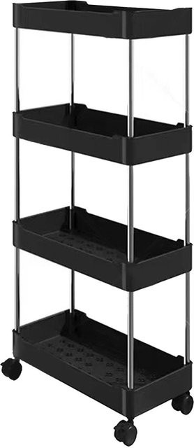 Aimo Schlanker Aufbewahrungswagen in Schwarz, Mobiler Organizer mit Rollen für Badezimmer, Küche oder Schlafzimmer - Bild 1