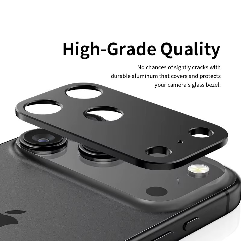 9D Aluminium Kamera Objektivschutz für iPhone 17 Air und iPhone 17 Pro Max in Schwarz - Bild 3