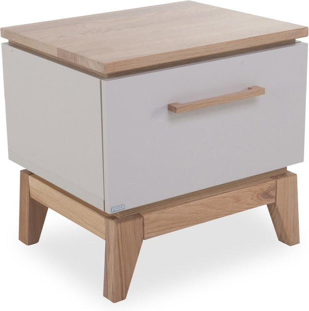 Nachtkonsole PAIDI STIENE in Beige mit Eiche massiv Dekor und modernem Design, B/T/H: 40,0 x 47,0 x 49,0 cm - Bild 1