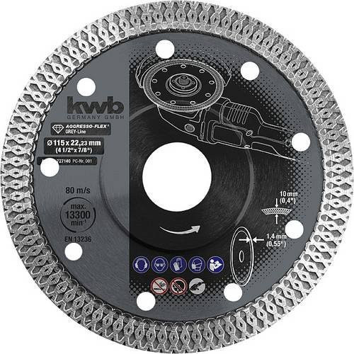 Kwb Diamanttrennscheibe für Stein in Grau, Durchmesser: 115 mm, Bohrungs-Ø: 22,23 mm - Bild 1