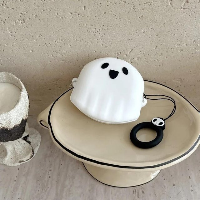 Soundcore Liberty 5 Silikon Schutzhülle mit Cartoon Geist Roboter Design in Weiß - Bild 1