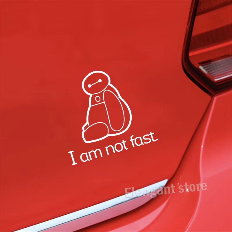 Wasserfester Vinyl-Kunstaufkleber Baymax Big Hero I Am Not Fast Zitat in Blau und Weiß für Auto, Fenster oder Laptop - Bild 4