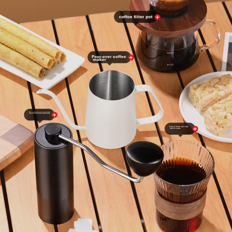 Casa Mart Pour-Over Kaffeebereiter aus Edelstahl mit langem Ausguss, 350 ml, Off-White weiß - Bild 4