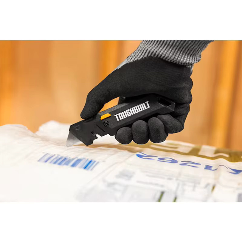 Toughbuilt TB-H4-12-C Multifunktionales Klappmesser aus Carbonstahl in Schwarz mit Haken für professionelle Outdoor-Arbeiten - Bild 5