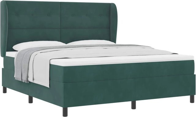 vidaXL Boxspringbett mit Matratze und Taschenfederkern in Dunkelgrün, B/T/H: 180 x 200 x 280 cm - Bild 1