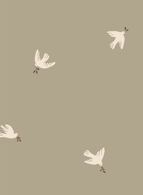 Sandberg Wallpaper Frida Vlies Tapete mit stilisierten Tauben in Olive Green - Bild 1