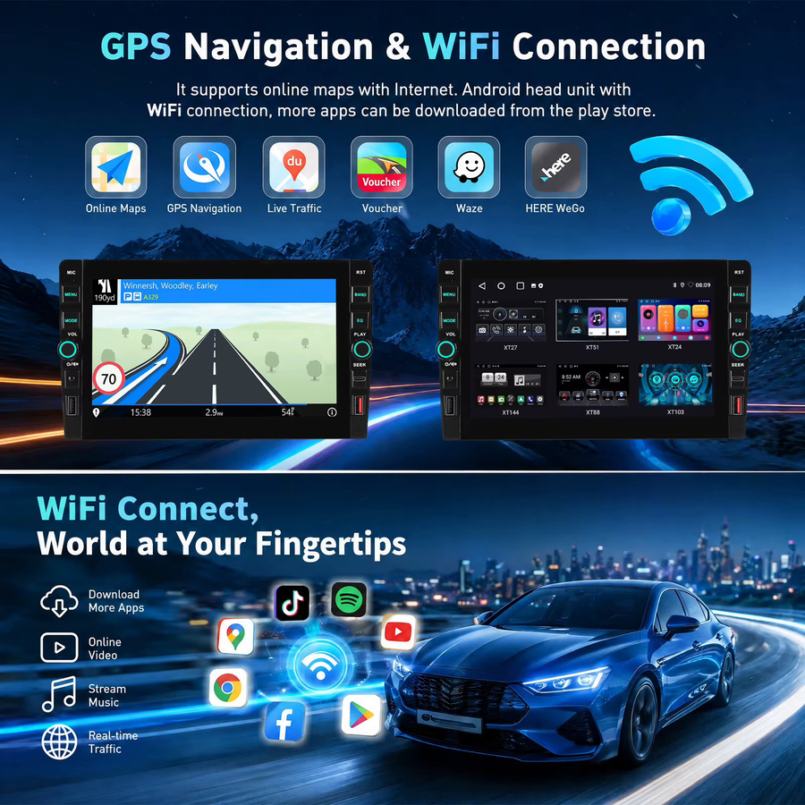 Essgoo Android 15 Autoradio mit 8 Zoll Display, 4GB RAM, 64GB Speicher, Carplay, WiFi und GPS für Suzuki Grand Vitara, Schwarz - Bild 3
