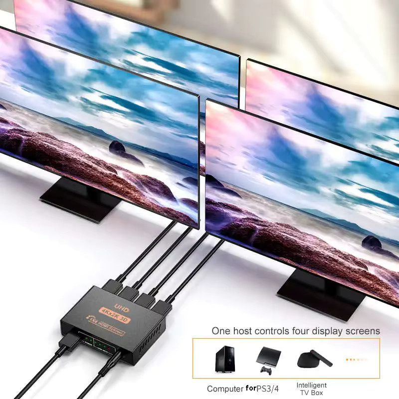 IPUMYNO HDMI Splitter 1 Eingang 4 Ausgänge UHD 4K 3D Video-Splitter in Schwarz - Bild 3