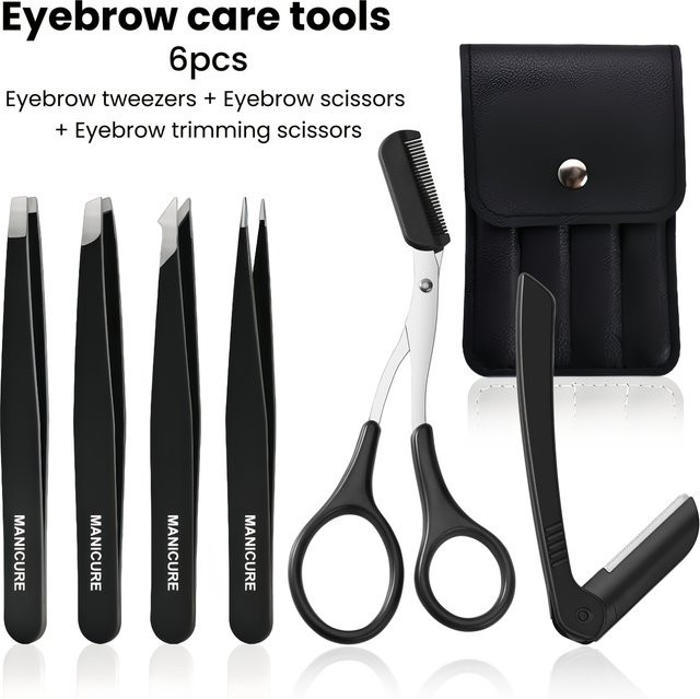 Ouriner Präzisionspinzetten und Schere Set, Edelstahl, Gesicht, Unisex - Bild 1
