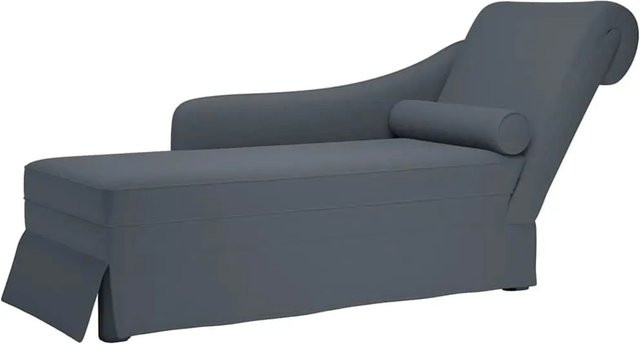 vidaXL Chaiselongue mit Nackenrolle und rechter Armlehne aus Samt in Dunkelgrau, B/T/H: 145 x 70 x 56 cm - Bild 1