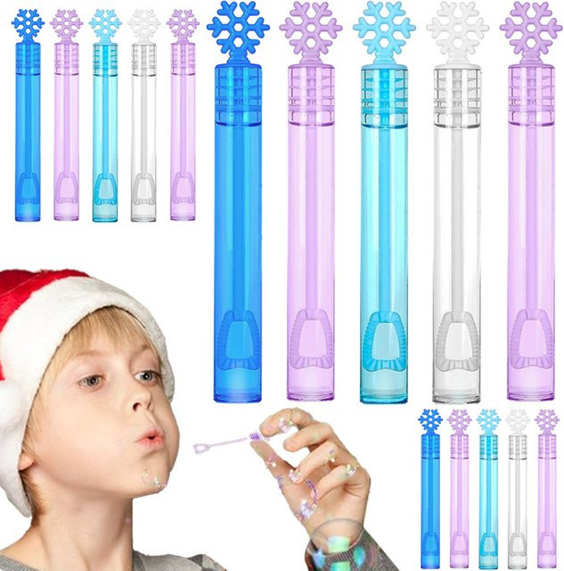 Set aus 10 oder 20 Mini-Schneeflocken-Seifenblasenstäben aus Kunststoff in Multicolour für Weihnachten, Winter und Ostern - Bild 1