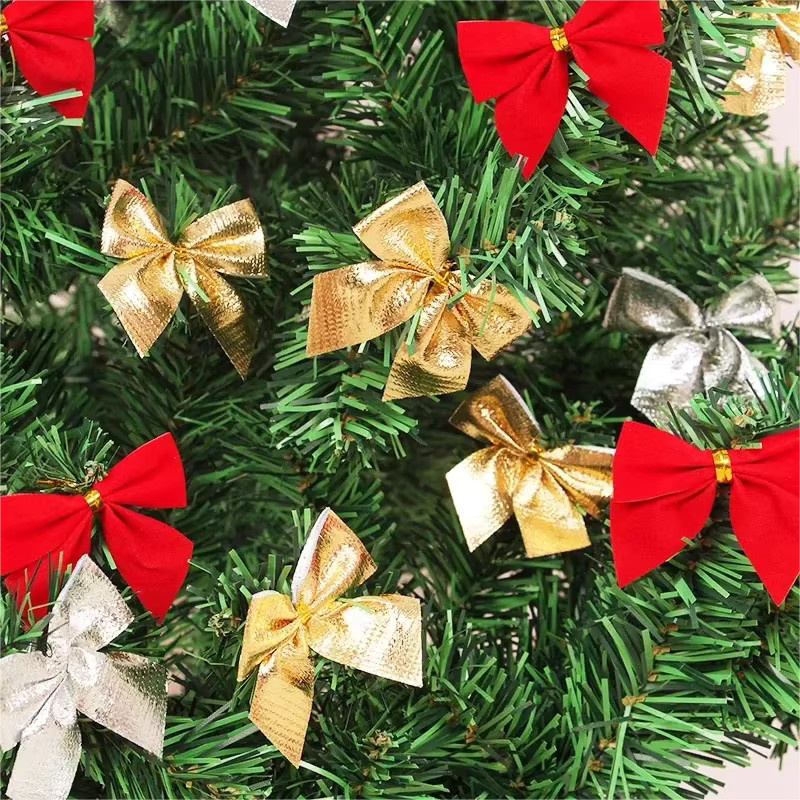 12 Stück Weihnachtsbaum Anhänger QIANHUAYU in Rot und Gold, Textil-Ornament für Weihnachtsdekoration, Durchmesser: 5 cm - Bild 2