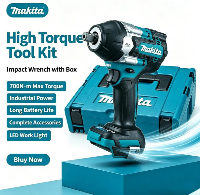 Makita DTW700 kabelloser bürstenloser 1/2 Zoll Schlagschrauber mit mehreren Betriebsmodi, kompatibel mit 18V Akkus - Bild 1