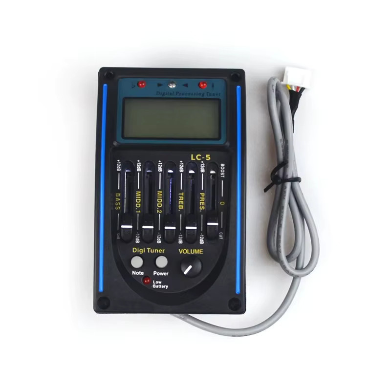 Miwayer LC-5 5-Band EQ Equalizer für Akustikgitarren mit Tuner und Piezo-Keramik-Tonabnehmer in Schwarz - Bild 2