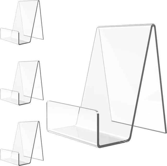 4-teiliger transparenter Acryl-Buchständer mit Ablage zur Präsentation von Büchern, Tablets, Bildern und Kunstwerken - Bild 1