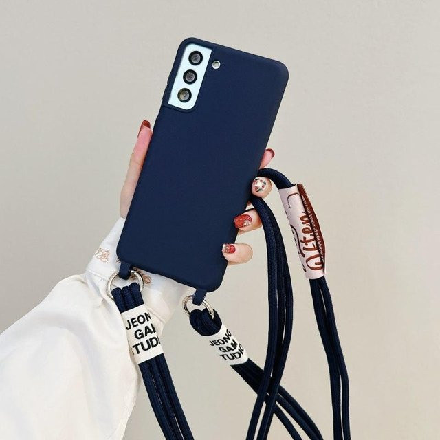 Silikon Schutzhülle mit Lanyard Strap für Samsung Galaxy S25 S26 Ultra S24 FE A55 A35 A16 A17 A36 in Blau - Bild 1