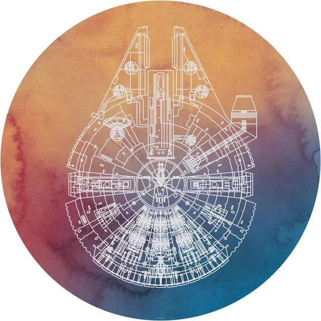 Komar Vliesfototapete Dot Star Wars Millennium Falcon selbstklebend, rund, Durchmesser: 125 cm, mehrfarbig - Bild 1
