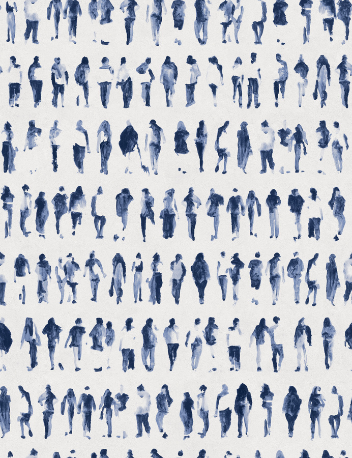 Tres Tintas Tapete Executives Plus Sky in Blau mit abstrahierten Menschen - Bild 1