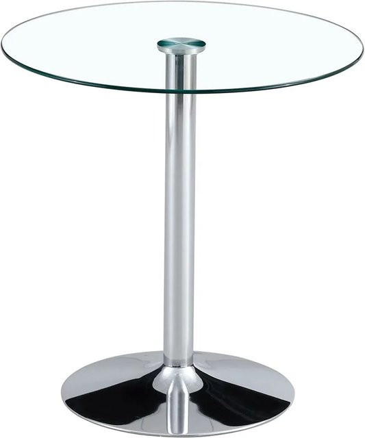 okwish Balkentisch mit minimalistischem Glas-Design in Transparent und Silber, B/T/H: 89 x 89 x 92 cm - Bild 1