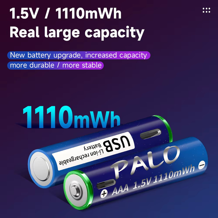 PALO USB wiederaufladbare Li-Ionen-Batterie AAA 1,5V 1110mWh in Blau - Bild 5