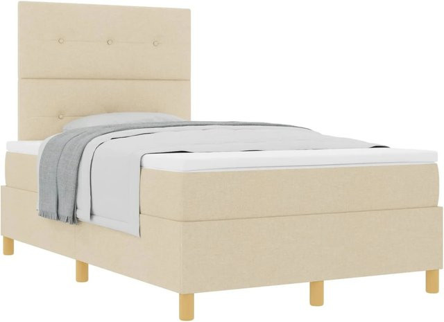vidaXL Boxspringbett mit Matratze und Taschenfederkern in Beige, B/T: 120 x 200 cm - Bild 1