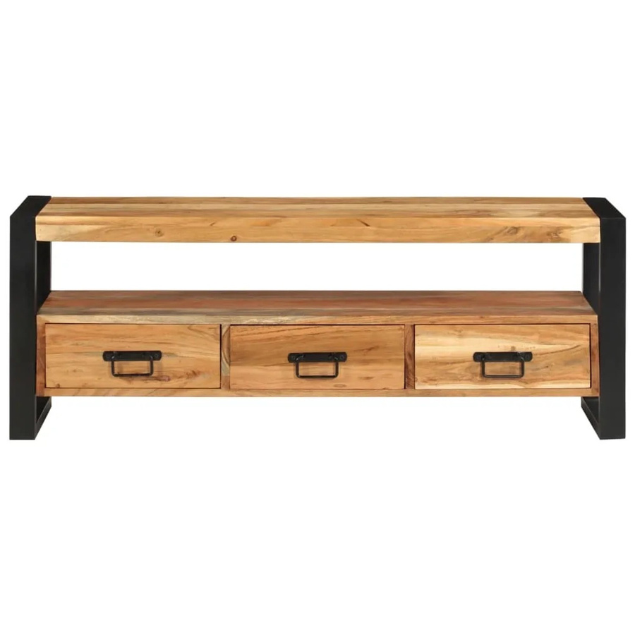 vidaXL TV-Schrank aus Massivholz Akazie in Braun im Vintage-Design, B/T/H: 120 x 30 x 45 cm - Bild 2
