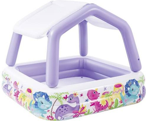 Intex Aufblasbarer Kinderpool mit Sonnenschutzdach, quadratisch, Mehrfarbig, B/T/H: 157 x 157 x 122 cm - Bild 1