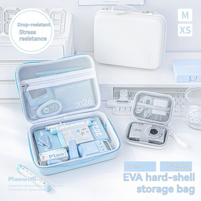 Stoßfeste und wasserdichte Aufbewahrungstasche aus EVA-Material in Weiß mit großer Kapazität und Mehrzonen-Organisation - Bild 1
