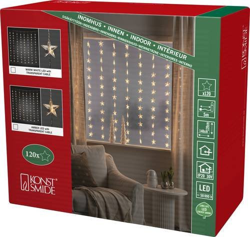 Konstsmide LED Lichtervorhang Sterne in Bernstein mit 120 LEDs, B x H: 140 x 140 cm - Bild 1