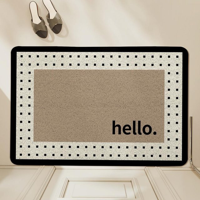 Schmutzabweisende Retro Fußmatte aus PVC in Beige, B/T: 75 x 45 cm - Bild 1