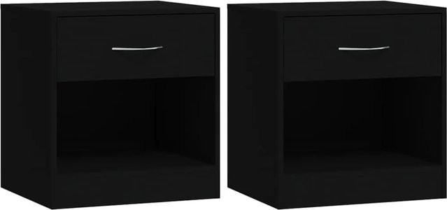 Set aus 2 vidaXL Nachttischen mit Schublade in Schwarz, modern und matt - Bild 1