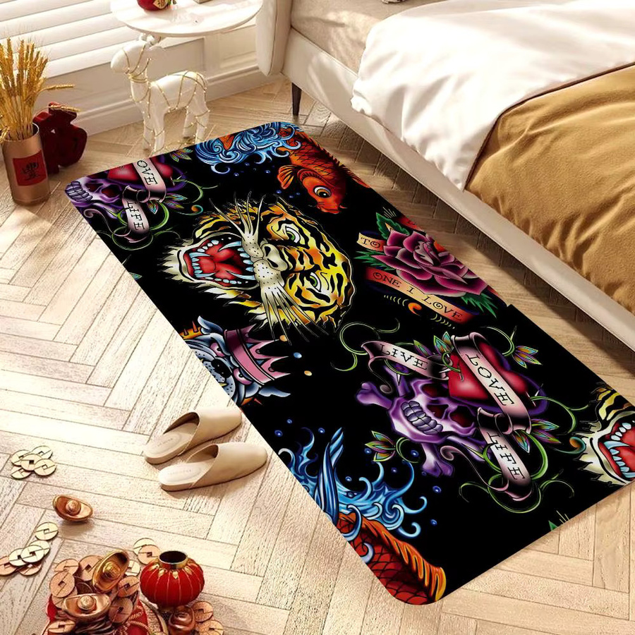 Potdemiel Teppich im nordischen Stil mit Tiger-Motiv, Multicolor, ideal als Fußmatte für Badezimmer, Toilette oder Schlafzimmer - Bild 4