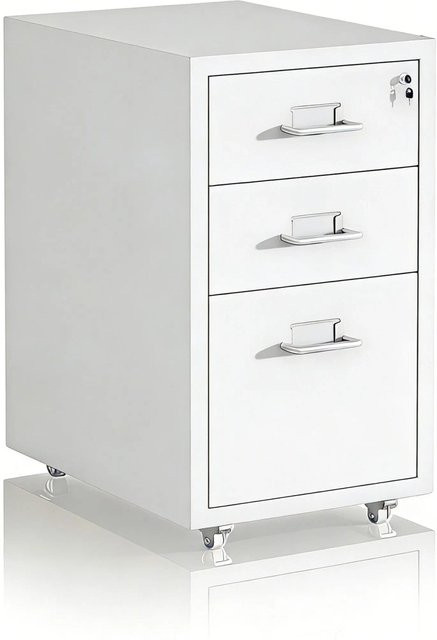 Relaxdays Rollcontainer aus Stahl in Weiß mit 3 abschließbaren Schubladen, B/T/H: 45,4 x 28 x 41 cm - Bild 1