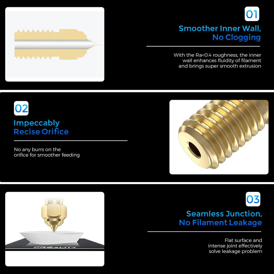 Creality Ender 3 V3 SE Hochgeschwindigkeits-Messingdüsen 0,4 mm, 5er Set, Gold, M6 Hotend-Extruderdüse für Ender 5 S1 und Ender 7 3D-Drucker - Bild 3