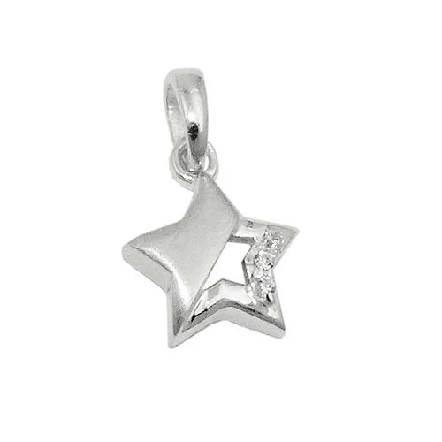 SIGO Anhänger Stern, 925 Silber, Zirkonia, teilmatt, Unisex - Bild 1