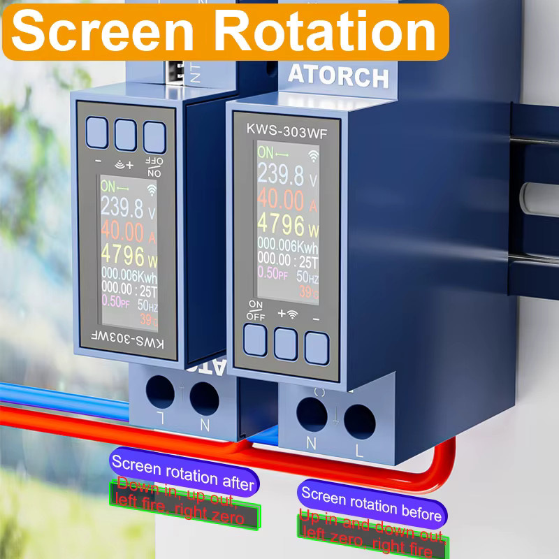 ATORCH WiFi Tuya Digitales DIN-Schiene AC Voltmeter und Wattmeter zur Strommessung in Blau - Bild 6