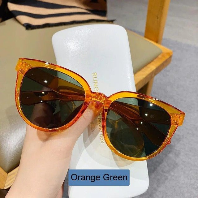 BEYIII Cat Eye Sonnenbrille Damen, Vollrand, Kunststoff, transparent, orange - Bild 1