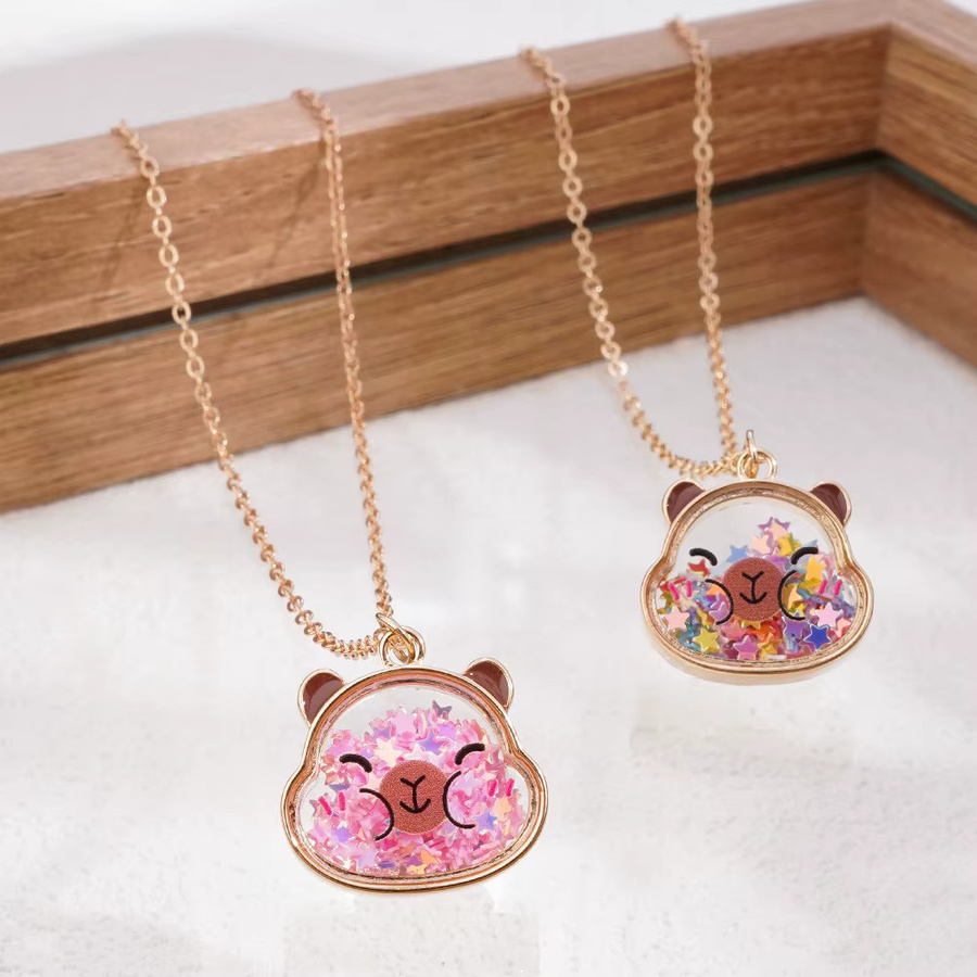 Elviragirl Halskette, Capybara-Pailletten-Anhänger, Roségold, Mädchen - Bild 2