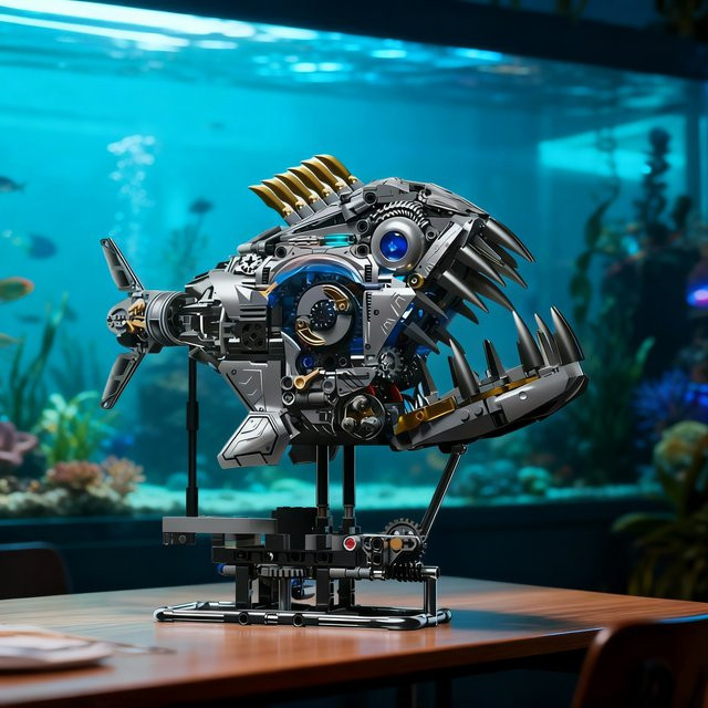 MOC Technische Mechanische Piranha-Bausteine, Fisch-Modell, 1.085 Teile - Bild 1