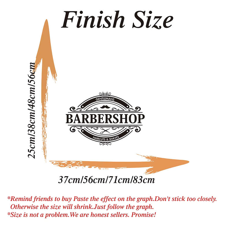 Duruibom Wandtattoo Barbershop Vintage Design für Friseure und Herrenhöhlen in Gelb und Schwarz - Bild 3