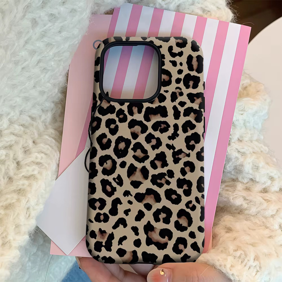 Handyhülle mit Leopardenmuster für Apple iPhone 11 bis iPhone 17 Pro Max Plus in Multicolour mit doppelschichtiger Rückseite - Bild 4