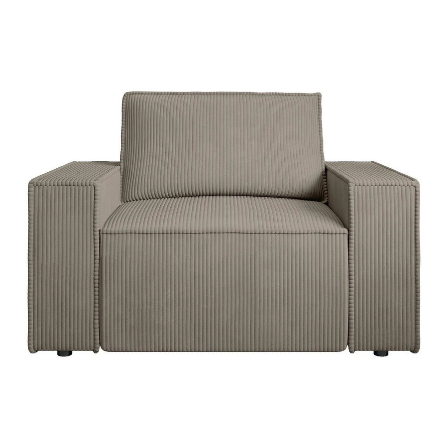 Vente-unique Sessel Amelia mit gerader Rückenlehne in Taupe Cord, Breite: 120 cm - Bild 2