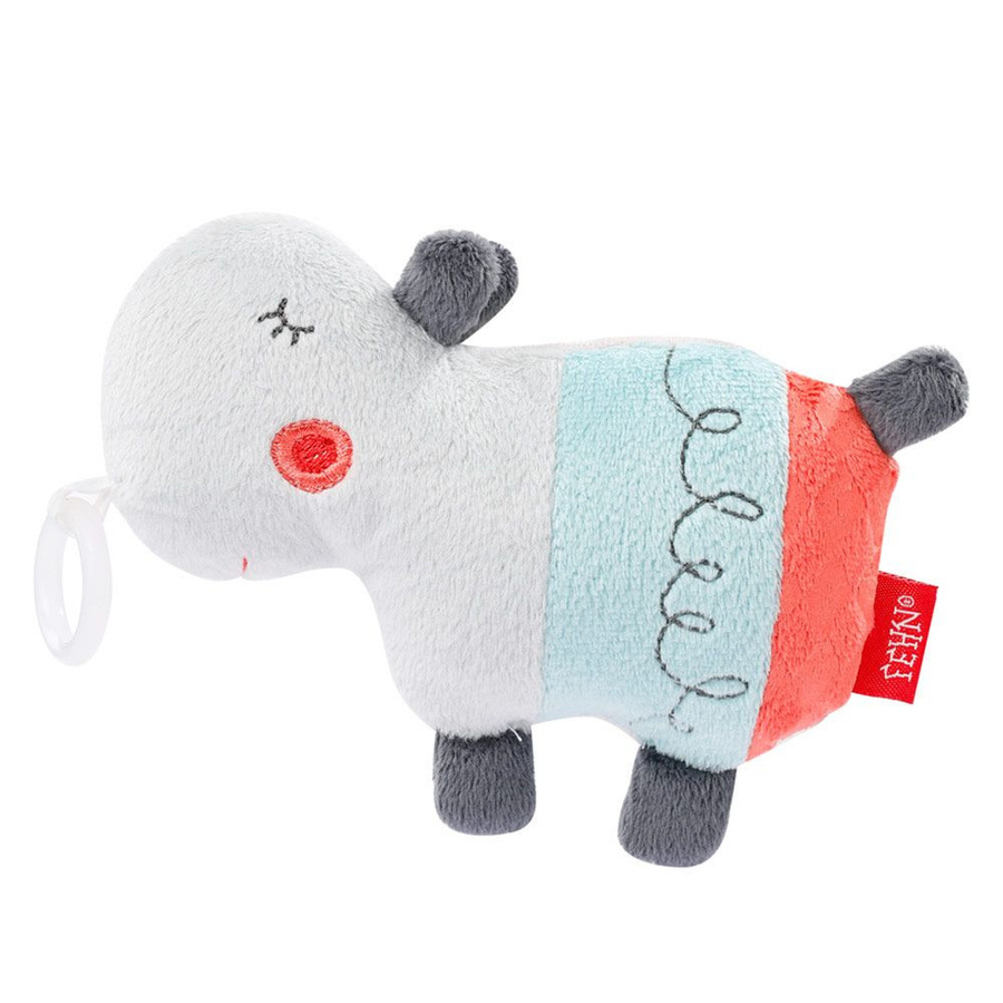 Fehn Mini-Kuscheltier Nilpferd Loopy & Lotta mit Schnullerhalter in Grau und Bunt - Bild 1